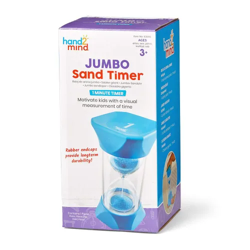 Vista 6 de hand2mind Temporizador de arena jumbo de 1 minuto, temporizador de reloj de arena grande, reloj de arena, temporizador silencioso para niños