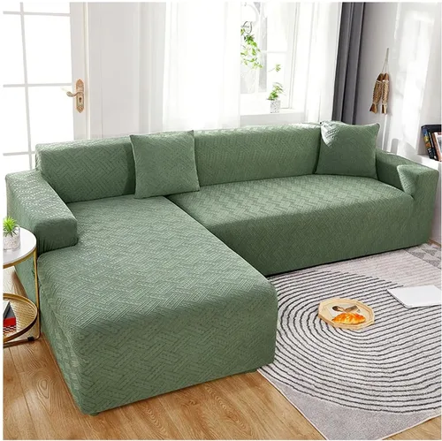 Vista 13 de Daesar Funda de sofá elástica, funda impermeable para sofá de color sólido con patrón de tejido de color sólido y verde (poliéster de 1 plaza)