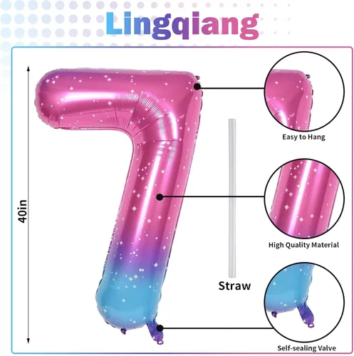 Vista 145 de Globo negro del número 0 para niñas y niños, 40 pulgadas, grande, número 0-9, de papel de aluminio, de Mylar para helio, juego de globos digitales
