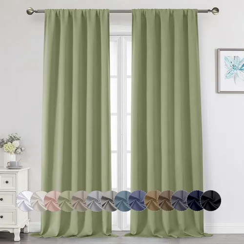 Vista 210 de Cortinas opacas para dormitorio, sala de estar, juego de 2 paneles de 54 pulgadas de largo, cortinas de oscurecimiento de habitación con aislamiento