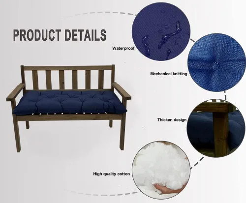Vista 3 de Srutirbo Cojín impermeable para banco de interior/exterior, cojín antideslizante para silla columpio, cojín para sofá de dos plazas para muebles