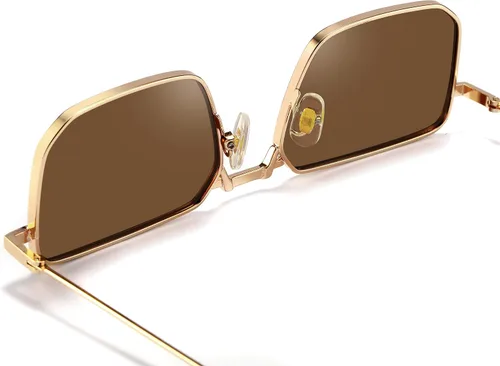 Vista 6 de Naomi - Gafas de sol rectangulares clásicas, retro, marco de metal, tamaño pequeño, protección UV UV400, para hombres y mujeres