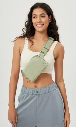 Vista 3 de ODODOS Minicangurera unisex con correa ajustable para entrenamiento, correr, viajar, senderismo, DESERT SAGE, Talla única