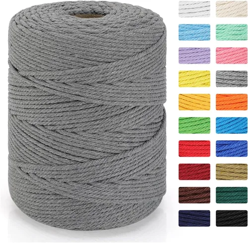 Vista 10 de Cordón de macramé de 0.157 in x 328 yardas Cuerda de macramé 100% algodón natural Cuerda de algodón trenzado de 4 hebras para manualidades, Beige