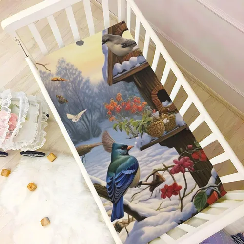 Vista 6 de Fitted Crib Sheets Winter Cardinal Tree Snow Baby Crib Sheets for Boy & Girl Toddler Mattress Sheets 21216407