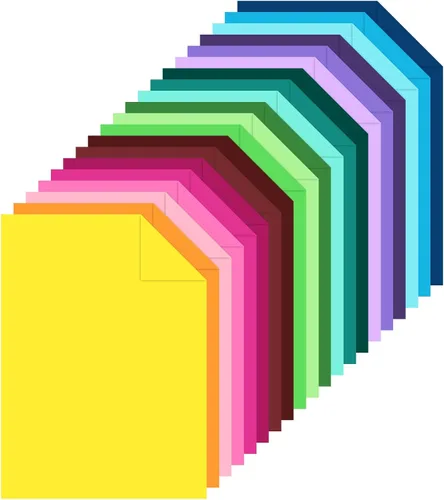 Vista 8 de 60 hojas de cartulina de color, 28 colores surtidos tamaño A4 de 8.82 oz/m², papel de cartulina impreso de doble cara, cartulina gruesa de alta