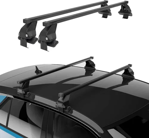 Vista 2 de OMAC Juego de barras transversales de portaequipajes para Jeep Cherokee 2014-2023 negro/barras transversales de techo de automóvil, 110 libras
