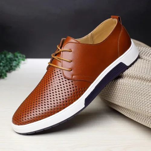 Vista 7 de BSROT Zapatos Oxford casuales para hombre, zapatos de vestir con cordones, cómodos zapatos deportivos de moda