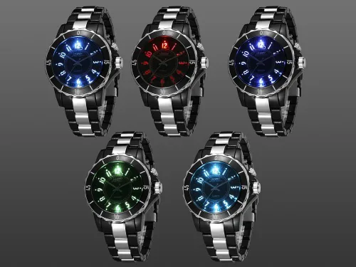 Vista 6 de blanco señoras relojes de trabajo 7 colores LED luz mujeres cuarzo reloj de moda impermeable analógico reloj