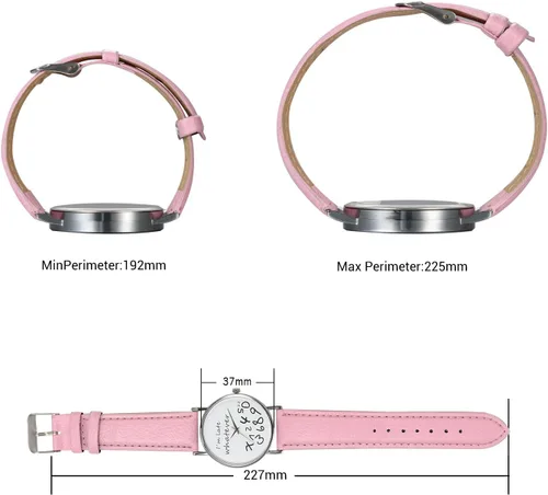 Vista 6 de JewelryWe"I'm Late, Whatever" Print Watch Women Ladies Girls Love Gift Leather Strap Quartz Wrist Watch, for Mothers Day