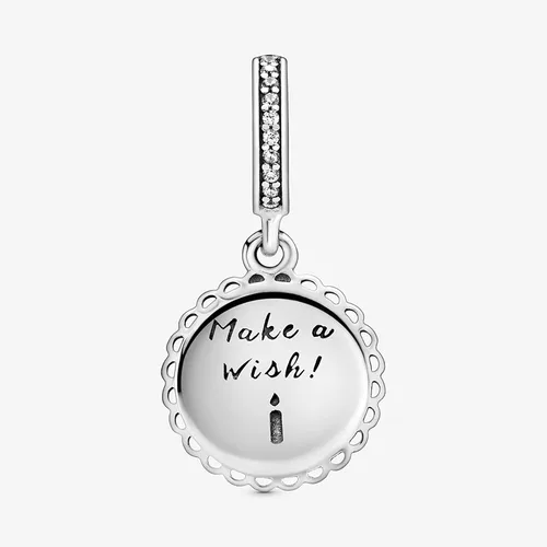 Vista 3 de EZ Tuxedo Abalorio de plata de ley 925 con texto en inglés Happy Bday para pulseras, Metal, circonita