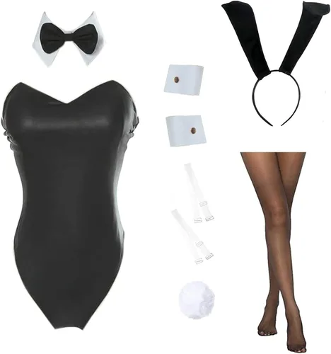 Vista 6 de CR ROLECOS Disfraz de conejito para mujer, traje de una pieza para cosplay de Senpai