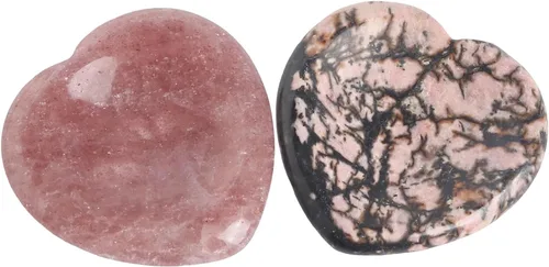 Vista 8 de 2 piedras de corazón preocupadas por la ansiedad, bolsillo en la palma del pulgar, meditación de energía positiva, cristal curativo de chakras, 7
