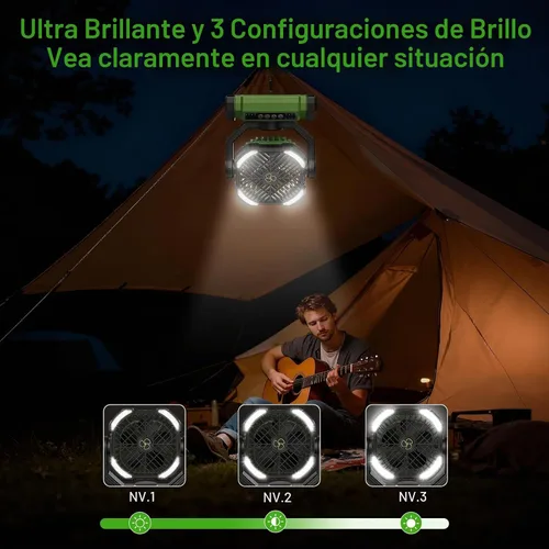 Vista 4 de UUYEE Ventilador de camping recargable, ventiladores a batería - verde