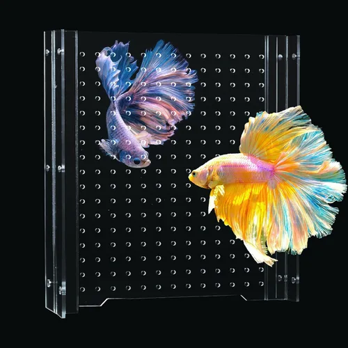 Vista 9 de Divisor de tanque de peces acrílico, divisor de tanque de 5 galones, juego de separador de tanque de peces transparente ajustable con ventosas