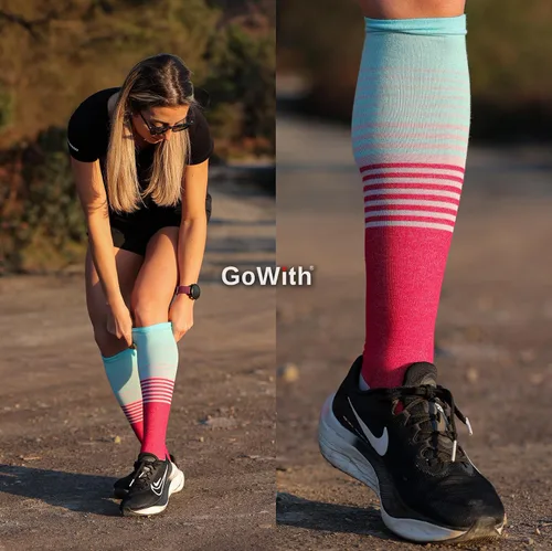 Vista 6 de GoWith Calcetines de compresión unisex hasta la rodilla, 15-20 mmHg, rayón hecho de calcetines de bambú, calcetines de viaje transpirables