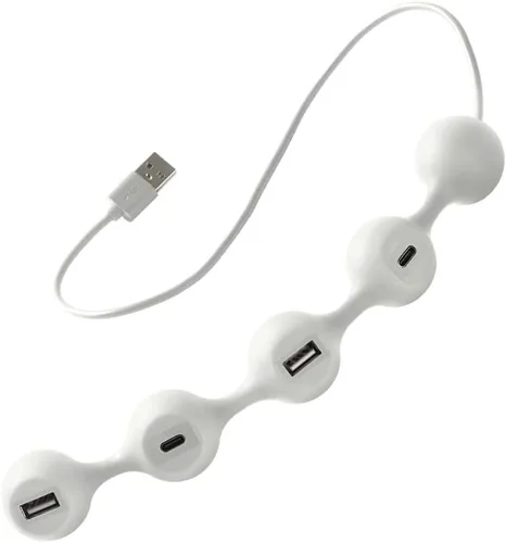 Vista 9 de LEXON PEAS HUB 2 Hub de 4 puertos, carga 2 x USB, 2 x USB-C 2 teléfonos inteligentes simultáneamente, cable interno de cobre LD143DR, rojo oscuro