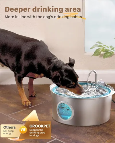 Vista 2 de Fuente de agua para mascotas para perros grandes: fuente de agua de metal para perros - Fuentes silenciosas para gatos grandes - Fuentes de agua