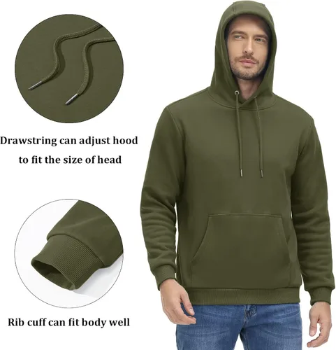 Vista 5 de TACVASEN Sudadera deportiva ligera con capucha de algodón para hombre con bolsillo canguro