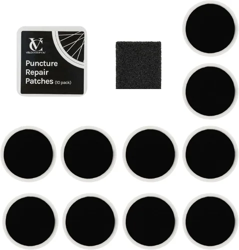 Vista 10 de VeloChampion Puncture Repair Kit Self-Adhesive Bike Tyre Patches for Road, MTB, BMX, Ebike Travel Size Bicycle Puncture Repair Kit 6, 10 or 40
