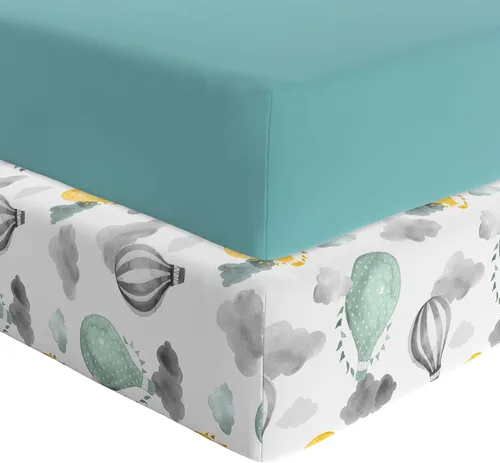 Vista 6 de Featherhead™ Paquete de 2 sábanas bajeras para moisés para bebé niño y niña, 100% algodón de jersey, 16 x 32 pulgadas, ajuste universal para colchón