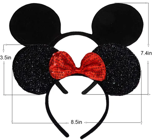 Vista 2 de FANYITY Mickey Ears, 2 diademas de Minnie Ears para fiesta de Navidad