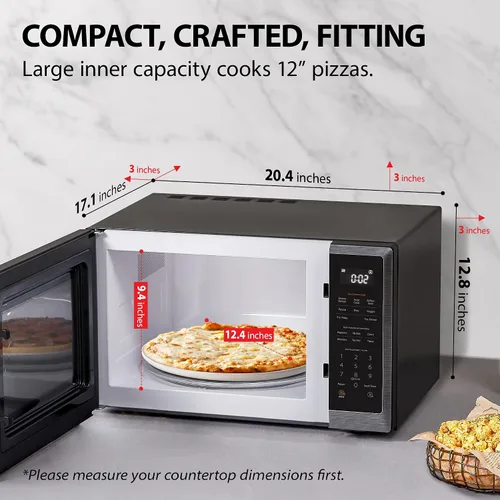 Vista 6 de TOSHIBA ML2-EM12EA(BS) - Horno microondas de sobremesa con diseño elegante como elemento esencial de cocina, sensor inteligente, modo ecológico