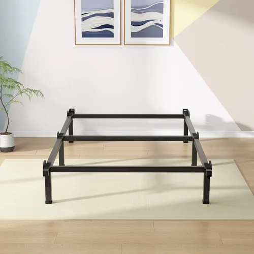 Vista 7 de Superay Marco de cama de metal, base de cama de 6 patas, soporte de 8 pulgadas para somier, individual, fácil montaje, negro