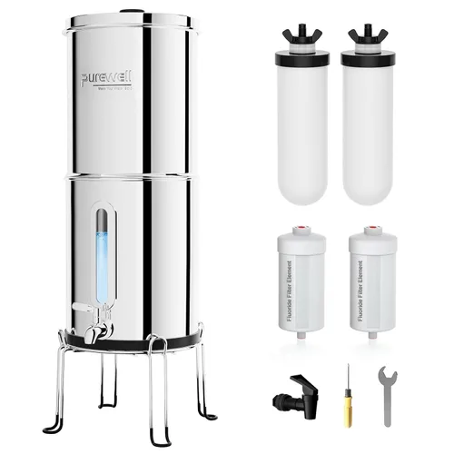 Vista 10 de Purewell Sistema de filtro de agua de gravedad portátil de 1.0 galones, sistema de encimera de ultrafiltración de 3 etapas de 0.01 μm con ventana
