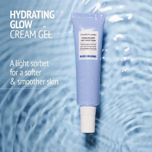Vista 2 de [ Comfort Zone ] Hydramemory Light Sorbet Cream, gel facial hidratante, no graso, adaptativo al clima, brillo inmediato, suaviza, vegano, tuna