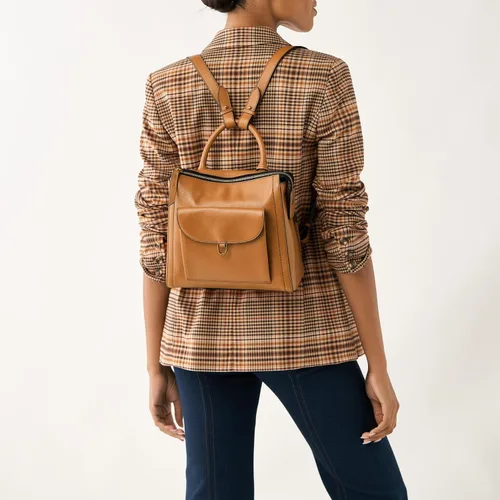 Vista 5 de Fossil Parker - Mini mochila de cuero para mujer, Camello
