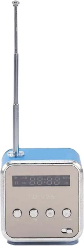 Vista 9 de Altavoz de radio FM portátil, MP3 MP4 estéreo digital, reproductor de música, soporte para tarjeta TF, disco USB, batería de 600 mAh, mini altavoz