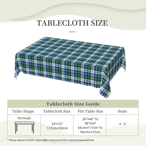 Vista 6 de Mantel rectangular, vestido de Clan MacNeil a cuadros azul y verde, resistente a cuadros, lavable, mantel decorativo para comedor, interior y 7