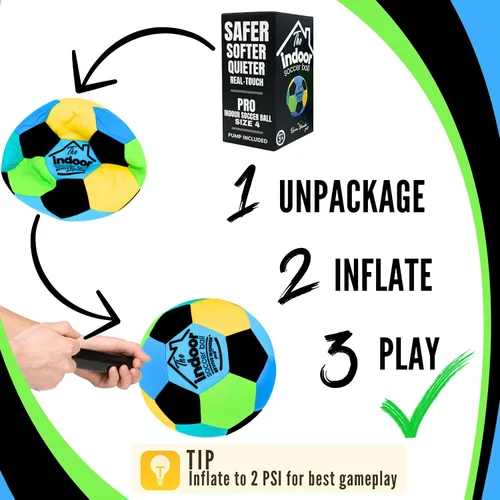 Vista 3 de La Pelota Interior — Pelota de Fútbol de Espuma Suave Acolchada Tamaño 4 para Niños (Edad 3+) — Pelota de Casa Esencial o Regalo de Fútbol