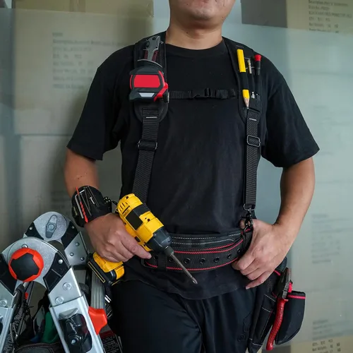 Vista 8 de KUNN Tirantes de Cinturón de Herramientas para Hombres con Pulsera Magnética, Tirantes de Trabajo Resistentes para Construcción Electricistas Negro
