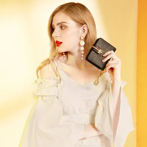 Vista 7 de FOXER Carteras pequeñas para mujer, monederos con cremallera para tarjetas de crédito, Classic