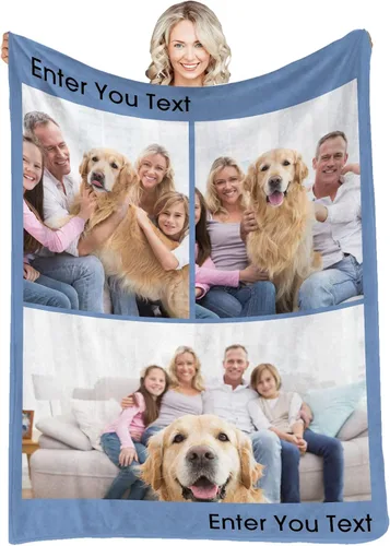 Vista 9 de Manta personalizada con fotos, texto, fotos personalizadas, mantas para adultos y niños, cumpleaños familiar, 1 foto, 50 x 40 pulgadas