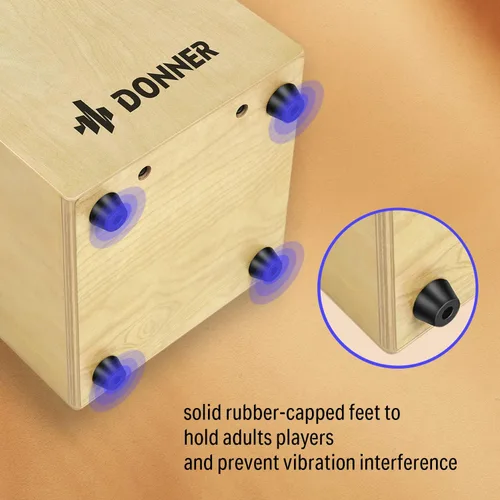 Vista 3 de Donner Cajón de tambor de percusión, instrumento de tamaño completo con cuerdas y estuche, caja de ritmo de madera de abedul, cajón de percusión