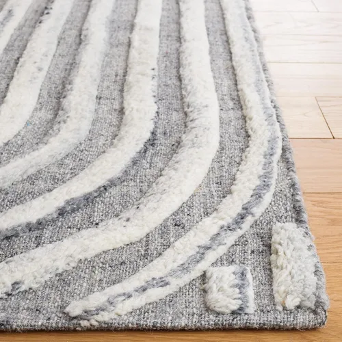 Vista 4 de Safavieh Kilim Collection Alfombra de pasillo, 2 pies 3 pulgadas x 9 pies, gris oscuro y marfil, hecha a mano de lana moderna de mediados de siglo