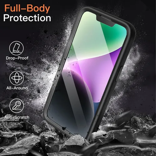 Vista 4 de JETech Funda para iPhone 14 de 6.1 pulgadas con protector de pantalla de vidrio templado integrado, protección completa de la cámara, a prueba
