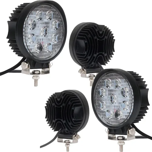 Vista 10 de Willpower 2 piezas de 27 W de 2200 lm, barra de luz de trabajo LED redonda, lámpara de conducción de haz puntual para todoterreno, SUV, barco, Jeep