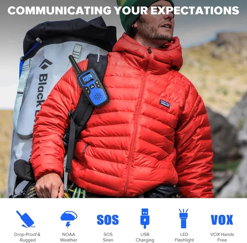 Vista 2 de Wishouse Walkie Talkies para Niños y Adultos - Radios de 2 Vías Recargables de Largo Alcance, Regalo, Accesorios para Senderismo, Equipo de Camping