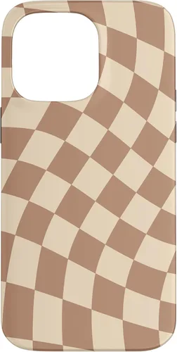 Vista 21 de iPhone 16 Brown Checkered Wavy Checkerboard Pattern Phone Case
