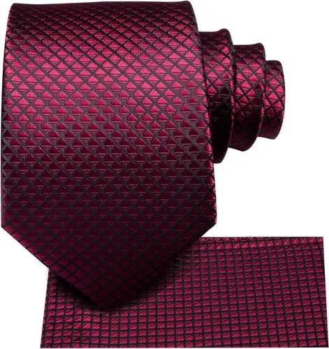 Vista 105 de Hi-Tie Corbata clásica de cachemira para hombre con pañuelo y gemelos a cuadros