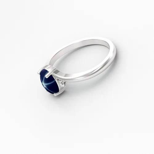 Vista 3 de Anillo de plata de ley 925 con zafiro azul auténtico, detalles de zafiro blanco