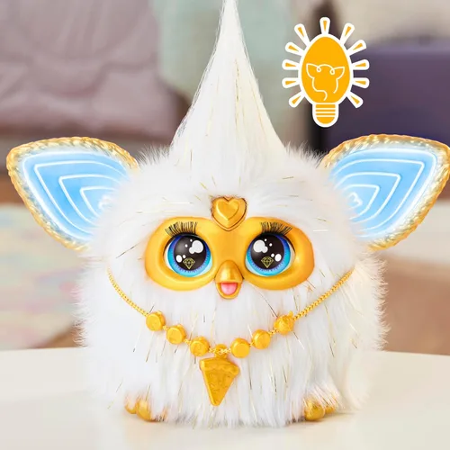 Vista 9 de Furby Gold Glam - Juguetes interactivos de peluche para niñas y niños de 6 años en adelante, animatrónico activado por voz, habla inglés y furbish