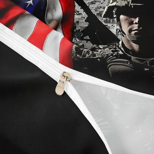 Vista 6 de American Flag Bedding Set Twin for Boys Teens Men Retro Army Green Camo Usa Flag Comforter Cover Military Camouflage Soldier Duvet Cover for Kids