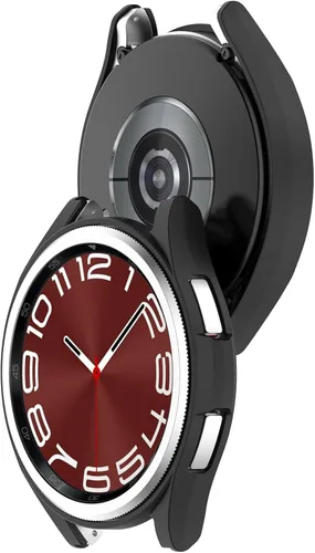 Vista 4 de Compatible con Samsung Galaxy Watch 6 Classic 1.772 pulgadas (1.850 in), carcasa rígida de policarbonato resistente a los impactos, a prueba de Negro