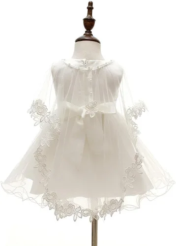 Vista 4 de Juego de 3 piezas de vestido de bautizo, vestido formal para niña, Marfil
