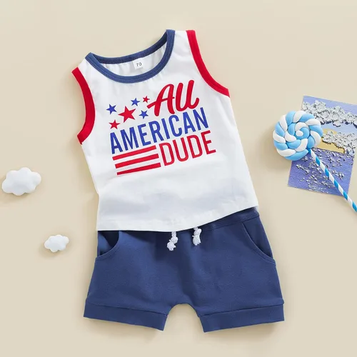 Vista 8 de Conjunto de pantalones cortos para niños pequeños, camiseta estampada junto al mar, 2 piezas, ropa de verano